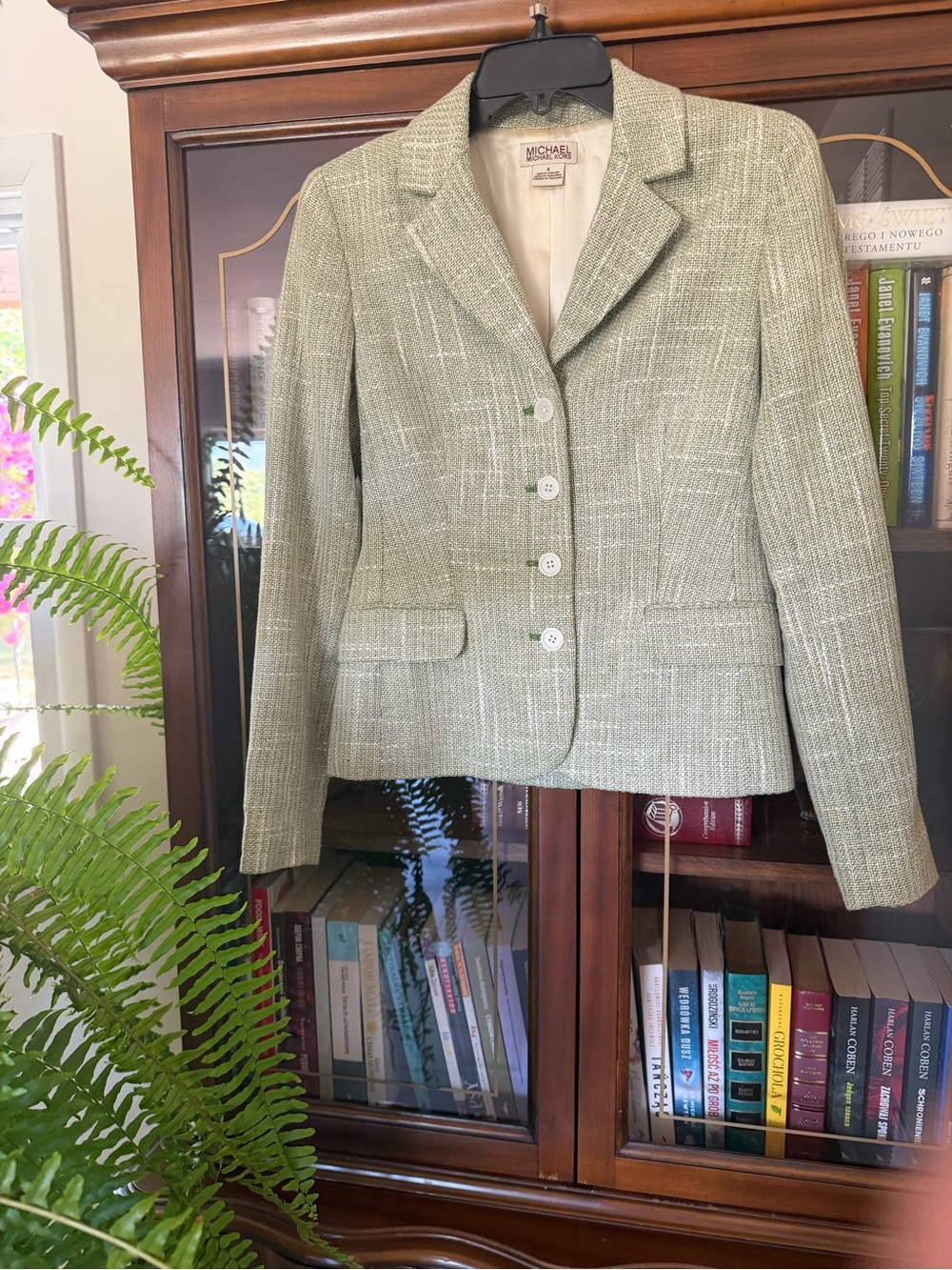 Michael Kors Mint Green Tweed Blazer Jacket